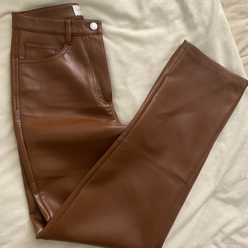 Aritzia Wilfred melina brown leather pants